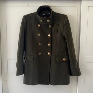 Zara Classic Double Breast Short Military Coat / Pea Coat